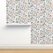 Coral Floral Sage Green Leaf Pretty Flowers Delicate Garden Custom Removable Wallpaper by Spoonflower Peel & Stick Wallpaper 2FT Wide